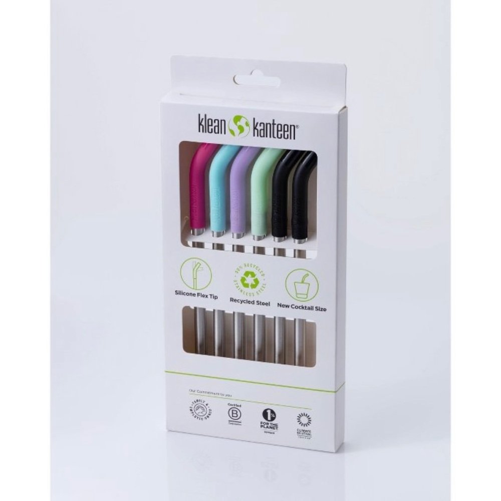 NEW IN BOX Klean Kanteen BPA Free Stainless Steel Straws - 6 pack